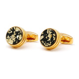 Men's XK23005 Golden Round Cufflinks for Wedding