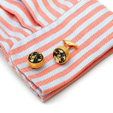 Men's XK23005 Golden Round Cufflinks for Wedding