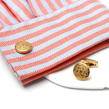Men's Stainless Steel Golden Pattern Cufflinks XK23044