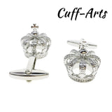Crown Cufflinks With Crystals Cuff Link for Men Shirt Cuff links