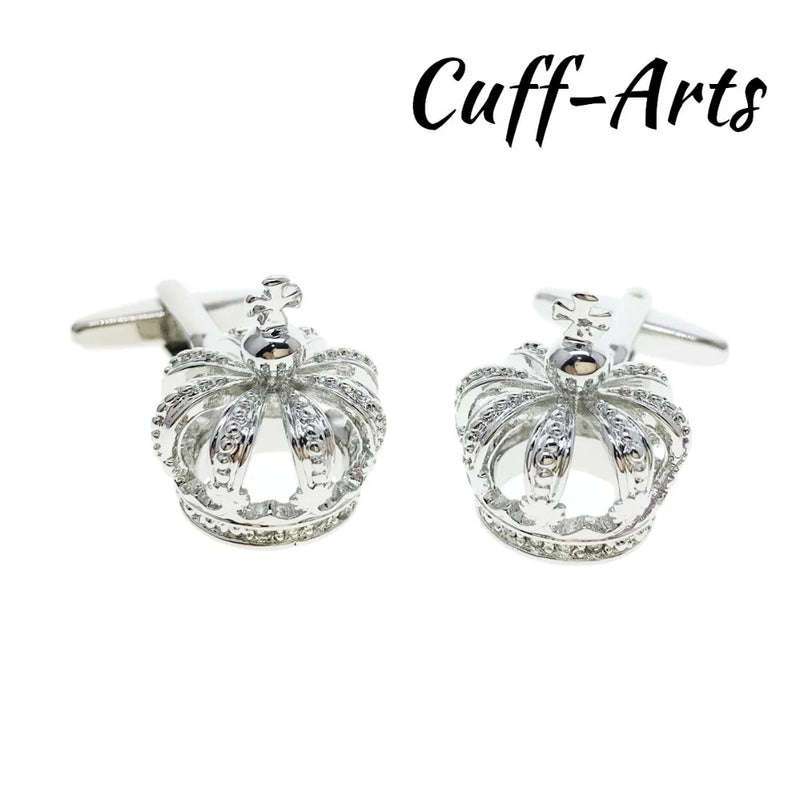 Crown Cufflinks With Crystals Cuff Link for Men Shirt Cuff links