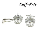 Crown Cufflinks With Crystals Cuff Link for Men Shirt Cuff links