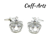 Crown Cufflinks With Crystals Cuff Link for Men Shirt Cuff links