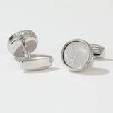 Silvery Round Personalized Formal Business Tuxedo Cufflinks