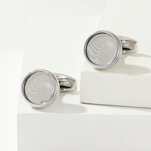 Silvery Round Personalized Formal Business Tuxedo Cufflinks
