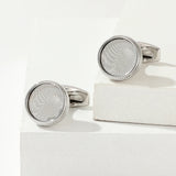 Silvery Round Personalized Formal Business Tuxedo Cufflinks