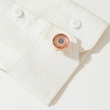 XK21S040 Rose Silver Round Personalized Formal Business Tuxedo Cufflinks