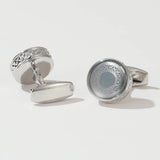 XK21S040 Rose Silver Round Personalized Formal Business Tuxedo Cufflinks