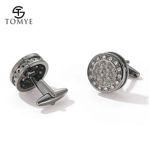 Crystal Round Tuxedo Cufflinks XK20S005 Wedding Jewelry