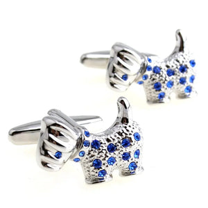 Crystal Inlay Dog French Cufflinks Nail Sleeve