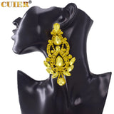 10.5cm Big Drop Earrings Wedding Bridal Jewelry Rhinestones Women Earring