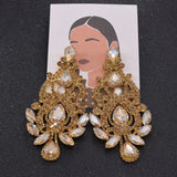 10.5cm Big Drop Earrings Wedding Bridal Jewelry Rhinestones Women Earring