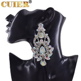10.5cm Big Drop Earrings Wedding Bridal Jewelry Rhinestones Women Earring