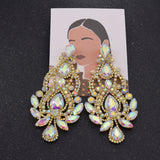 10.5cm Big Drop Earrings Wedding Bridal Jewelry Rhinestones Women Earring