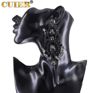 10.5cm Big Drop Earrings Wedding Bridal Jewelry Rhinestones Women Earring