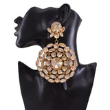 CuiEr Clip on Round Pendant Dangle Huge Earrings Exaggerated Stage Jewelry
