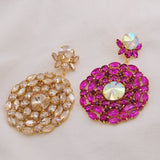 CuiEr Clip on Round Pendant Dangle Huge Earrings Exaggerated Stage Jewelry