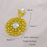 CuiEr Clip on Round Pendant Dangle Huge Earrings Exaggerated Stage Jewelry