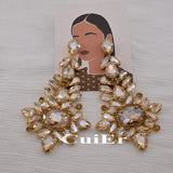 Crystal Dangle Earrings 4.8" Long Wedding Pageant Rhinestone Jewelry
