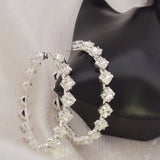 CuiEr Square Glass Crystal Hoop Earrings Jumbo Size for Party Show Drag Queen