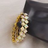 CuiEr Square Glass Crystal Hoop Earrings Jumbo Size for Party Show Drag Queen