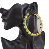 CuiEr Square Glass Crystal Hoop Earrings Jumbo Size for Party Show Drag Queen