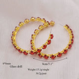 CuiEr Square Glass Crystal Hoop Earrings Jumbo Size for Party Show Drag Queen