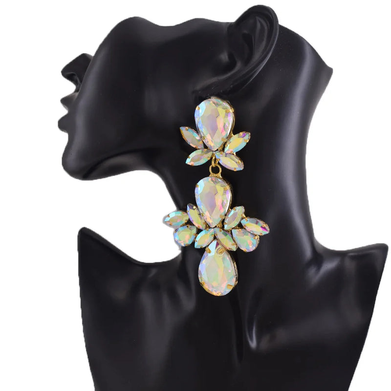 Crystal Water Drop Dangle Earrings for Women Wedding Jewelry