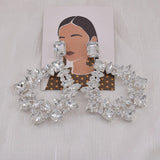 CuiEr 9.8cm Square Pendant Earrings Big Size Drag Queen Pageant Jewelry