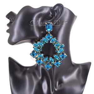 CuiEr 9.8cm Square Pendant Earrings Big Size Drag Queen Pageant Jewelry