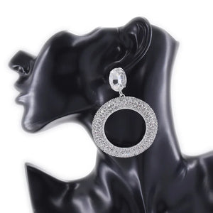 CuiEr Crystal Glass Rhinestone Circle Earrings