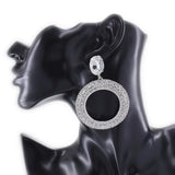 CuiEr Crystal Glass Rhinestone Circle Earrings
