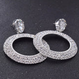 CuiEr Crystal Glass Rhinestone Circle Earrings