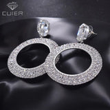 CuiEr Crystal Glass Rhinestone Circle Earrings