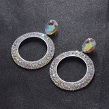 CuiEr Crystal Glass Rhinestone Circle Earrings