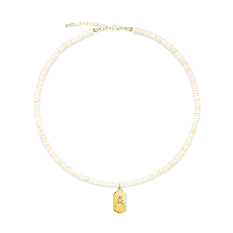 CZ Crystal Letter A-Z Brass Necklace