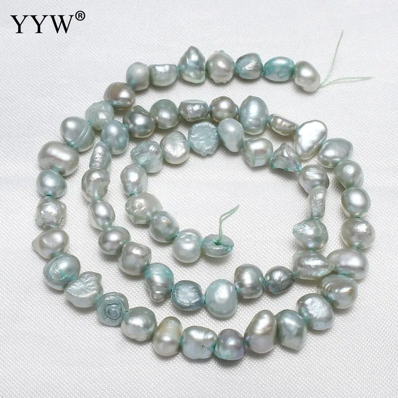 Baroque Freshwater Pearl Beads 6-7mm Cyan Nuggets 15" Strand