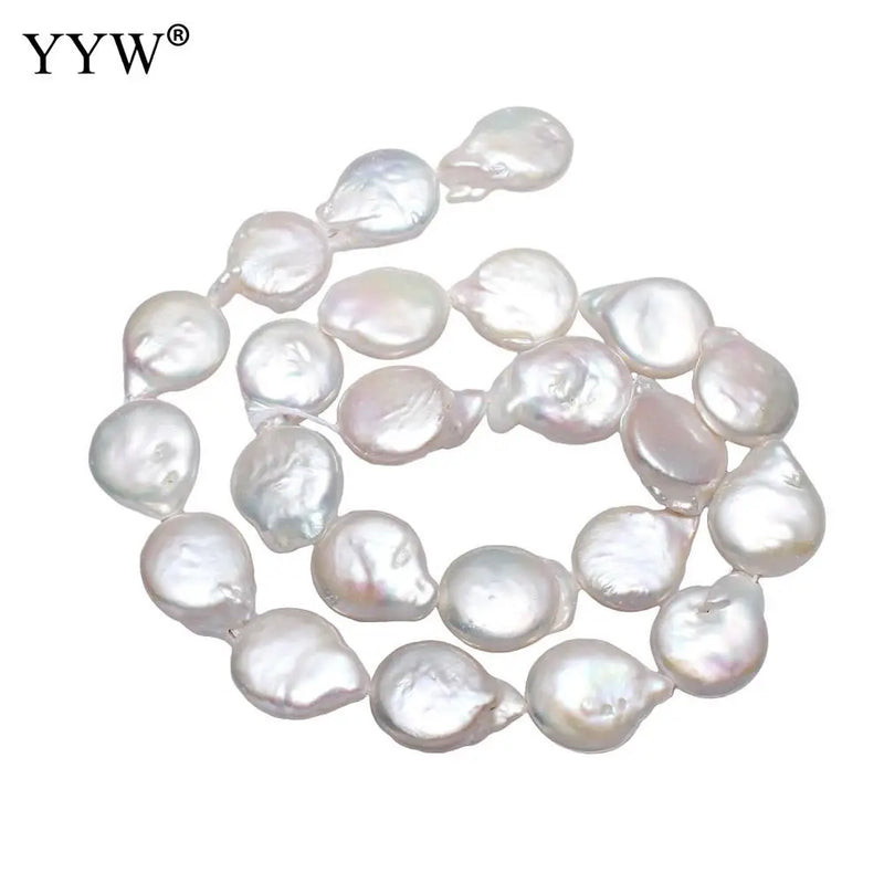 Freshwater Pearl Beads Flat Round Natural 13-14mm