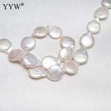 Cultured Coin Freshwater Pearl Beads Flat Round 13-14mm