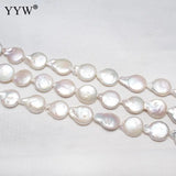 Cultured Coin Freshwater Pearl Beads Flat Round 13-14mm