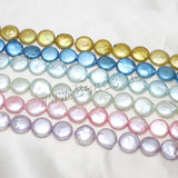Cultured Freshwater Pearl Beads Button 13mm 14.7 Inch Strand