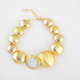 Cultured Coin Keshi Pearl Bracelet Brushed Bead Jewelry