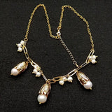Freshwater Pearl Plated Chain Choker Necklace
