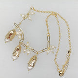 Freshwater Pearl Plated Chain Choker Necklace