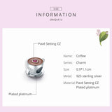 Sterling Silver Coffee Cup Cafe Beads Charms for Bracelets