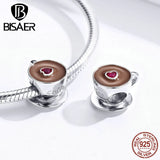Sterling Silver Coffee Cup Cafe Beads Charms for Bracelets
