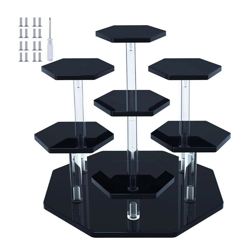 Acrylic Cupcake Stand Jewelry Display Risers Set Removable Shelves