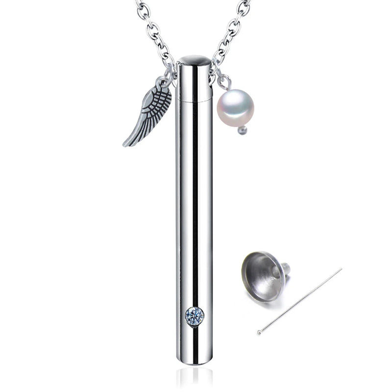 Cupronickel Chain Cylindrical Urn Ashes Keepsake Jewelry