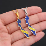 Curacao Map Flag Pendant Necklace Stainless Steel For Women Girls