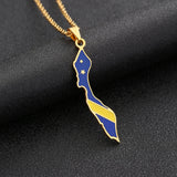 Curacao Map Flag Pendant Necklace Stainless Steel For Women Girls
